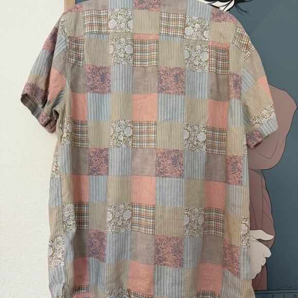 Patchwork Eclectic Grandpa - Rails Button Down - Size Large - Linen Blend EUC - Picture 3 of 4